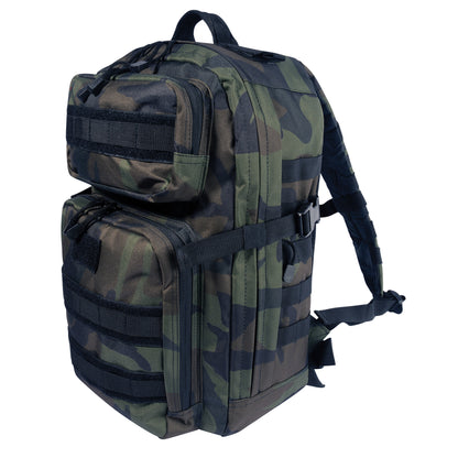 Rothco Fast Mover Tactical Backpack Midnight Woodland Camo – 34L Capacity with MOLLE Webbing and Hydration Compatibility