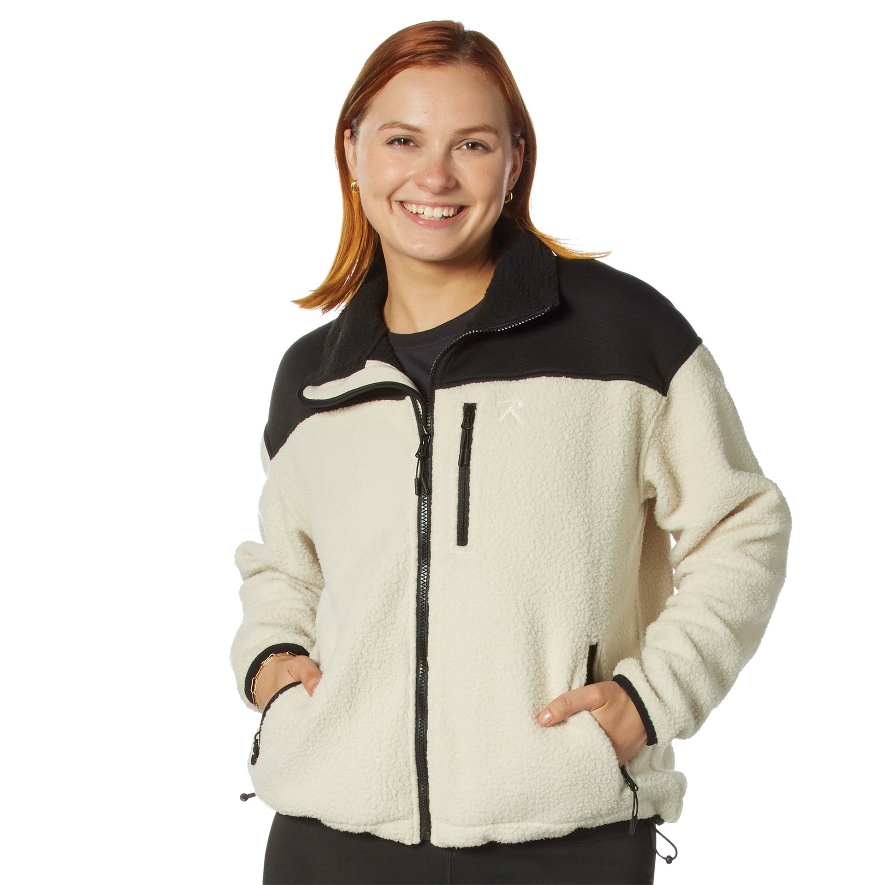Rothco Women’s Trailsman Sherpa Fleece Jacket 2XL in Cream and Black