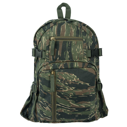 Rothco Vintage Canvas Compact Backpack with Tiger Stripe Camo - 24L Capacity