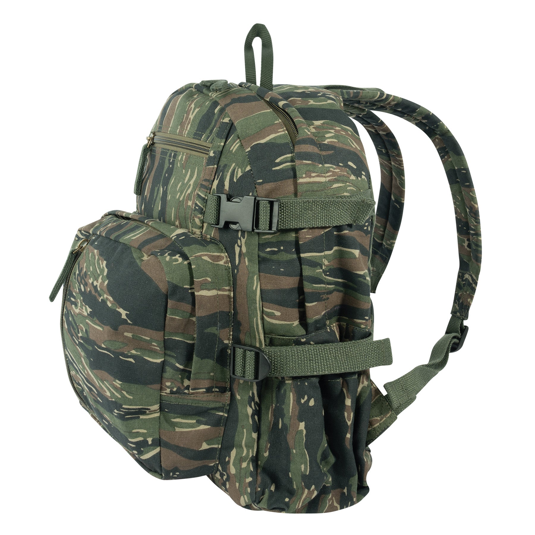 Rothco Vintage Canvas Compact Backpack with Tiger Stripe Camo - 24L Capacity