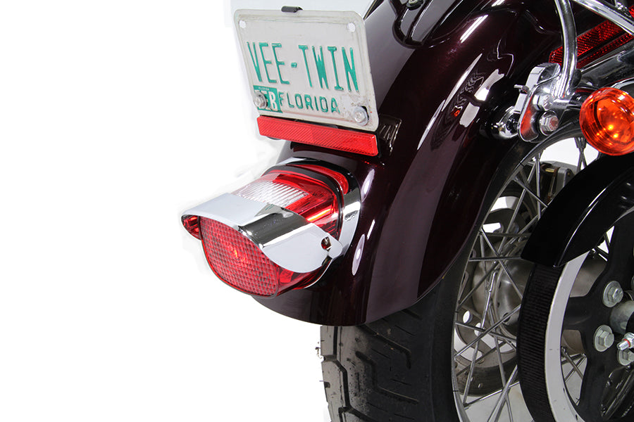 V-Twin Chrome Tail Lamp Visor for Harley Davidson FX, FXST, and FXWG Models
