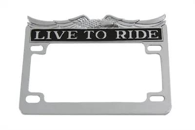 V-Twin Chrome License Plate Frame with 'Live to Ride' Inlay - 4 x 7 Inches by V-Twin