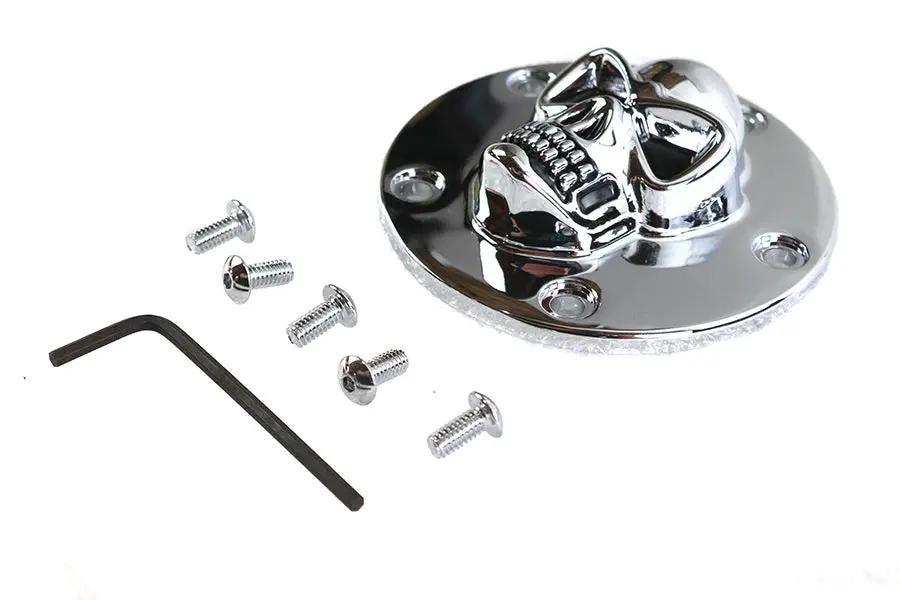 V-Twin Skull Face Ignition System Cover 5-Hole Chrome for Harley Davidson FXST Models by V-Twin