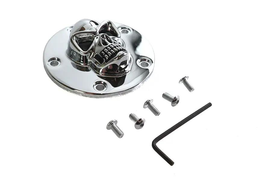 V-Twin Skull Face Ignition System Cover 5-Hole Chrome for Harley Davidson FXST Models by V-Twin