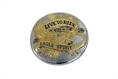 V-Twin Gold Inlay Live to Ride Ignition System Cover for Harley Davidson FL by V-Twin