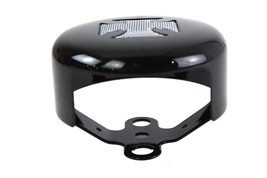V-Twin Round Horn Cover with Black Finish and Chrome Maltese Design for Harley Davidson XL by V-Twin