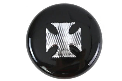 V-Twin Round Horn Cover with Black Finish and Chrome Maltese Design for Harley Davidson XL by V-Twin