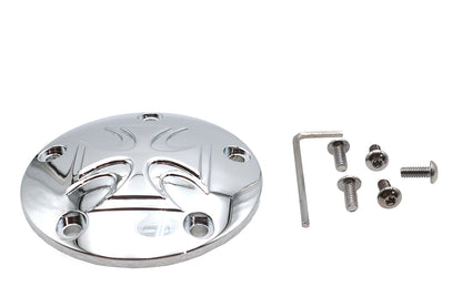 V-Twin Red Baron Cross Ignition System Cover 5-Hole Chrome for Harley Davidson FXST