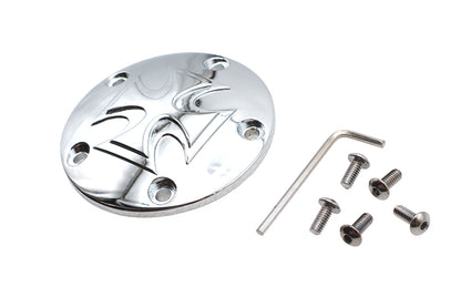 V-Twin Red Baron Cross Ignition System Cover 5-Hole Chrome for Harley Davidson FXST