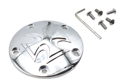 V-Twin Red Baron Cross Ignition System Cover 5-Hole Chrome for Harley Davidson FXST