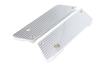 V-Twin Wyatt Gatling Saddlebag Face Plate Chrome Finned Saddlebag Latch Cover Kit for Harley FLT 1992-2001 by V-Twin