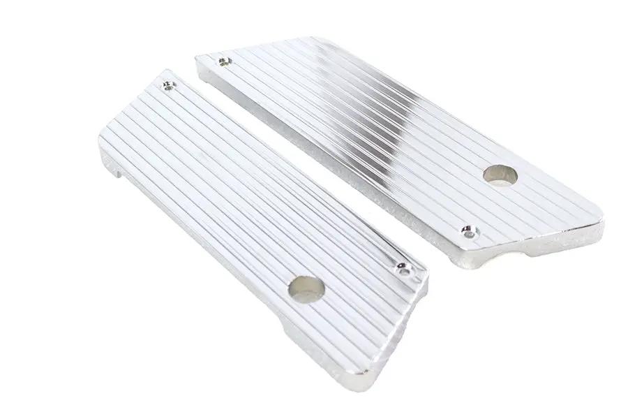 V-Twin Wyatt Gatling Saddlebag Face Plate Chrome Finned Saddlebag Latch Cover Kit for Harley FLT 1992-2001 by V-Twin