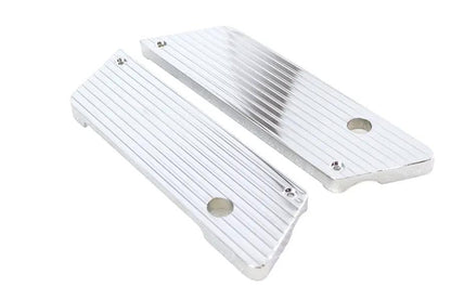 V-Twin Wyatt Gatling Saddlebag Face Plate Chrome Finned Saddlebag Latch Cover Kit for Harley FLT 1992-2001 by V-Twin