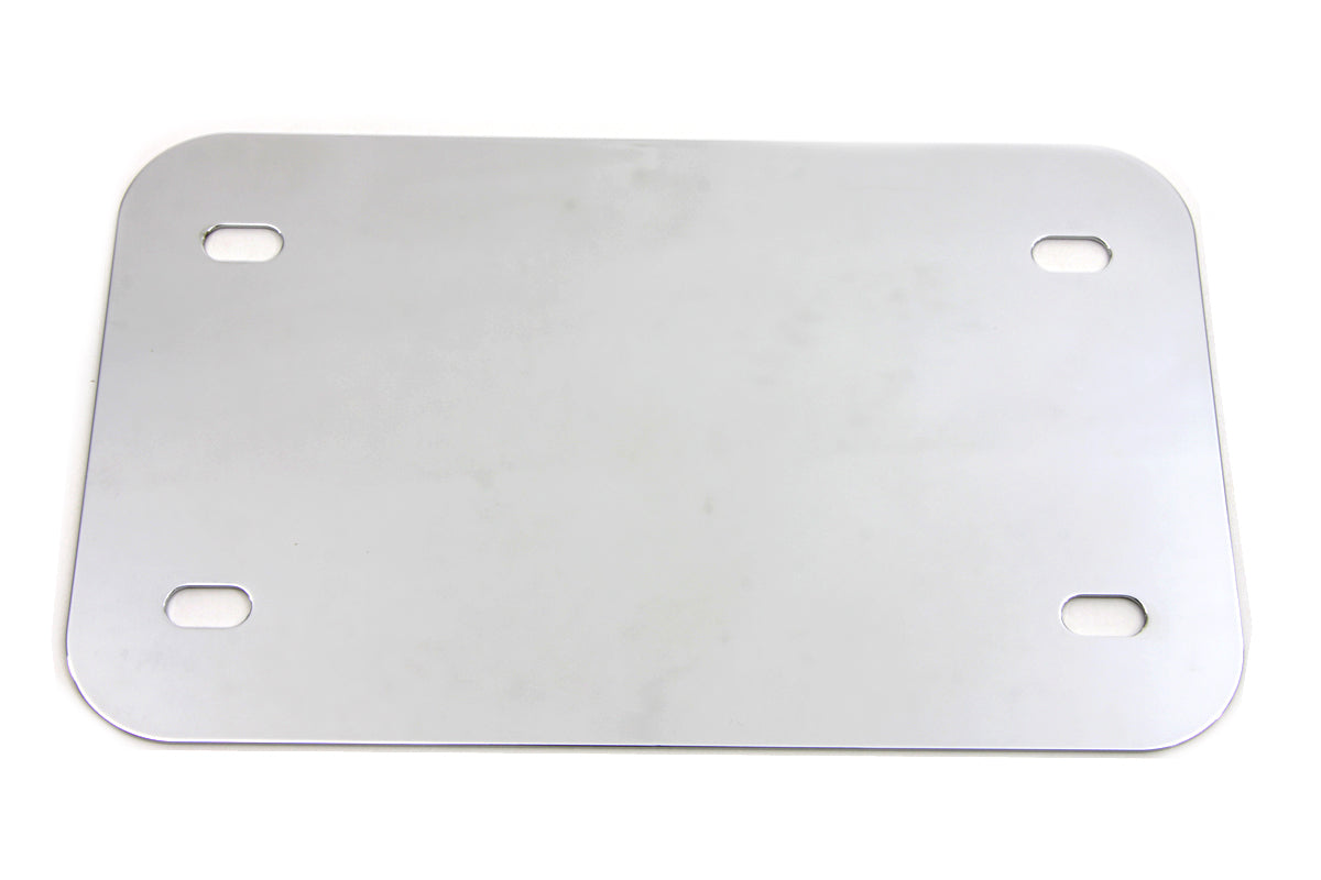 V-Twin Chrome License Plate Frame Backing Plate, Smooth Style, 7-5/8 x 4-5/8 Inches