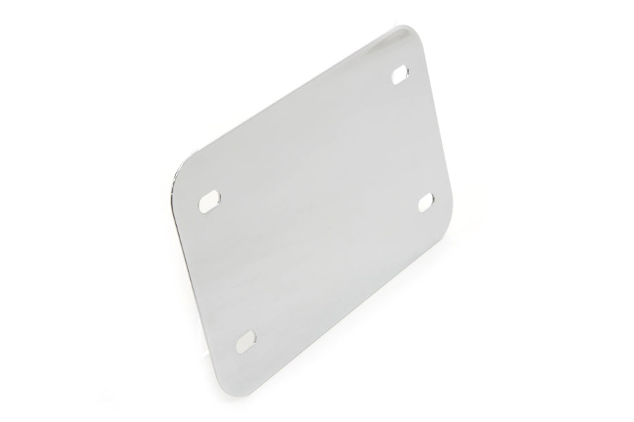 V-Twin Chrome License Plate Frame Backing Plate, Smooth Style, 7-5/8 x 4-5/8 Inches
