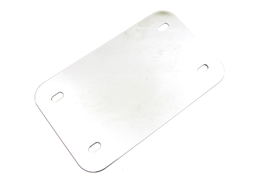 V-Twin Chrome License Plate Frame Backing Plate, Smooth Style, 7-5/8 x 4-5/8 Inches