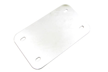 V-Twin Chrome License Plate Frame Backing Plate, Smooth Style, 7-5/8 x 4-5/8 Inches