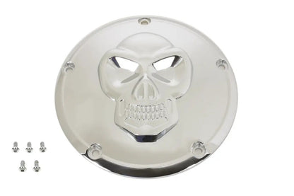 V-Twin Raised Skull Derby Cover Chrome for Harley Davidson FXST Models by V-Twin