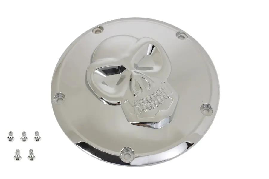 V-Twin Raised Skull Derby Cover Chrome for Harley Davidson FXST Models by V-Twin