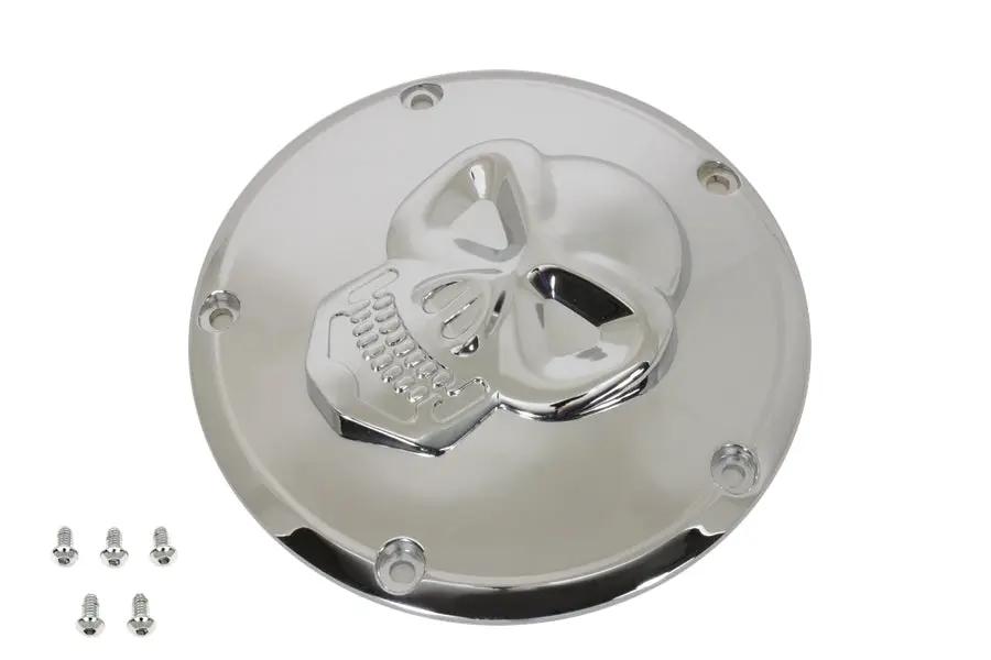 V-Twin Raised Skull Derby Cover Chrome for Harley Davidson FXST Models by V-Twin