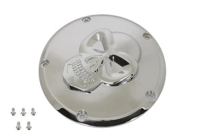 V-Twin Raised Skull Derby Cover Chrome for Harley Davidson FXST Models by V-Twin