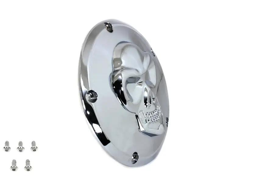 V-Twin Raised Skull Derby Cover Chrome for Harley Davidson FXST Models by V-Twin