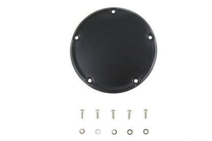 V-Twin M8 Flat Black 5-Hole Smooth Derby Cover for Harley Davidson FLT (Part #78617F) by V-Twin