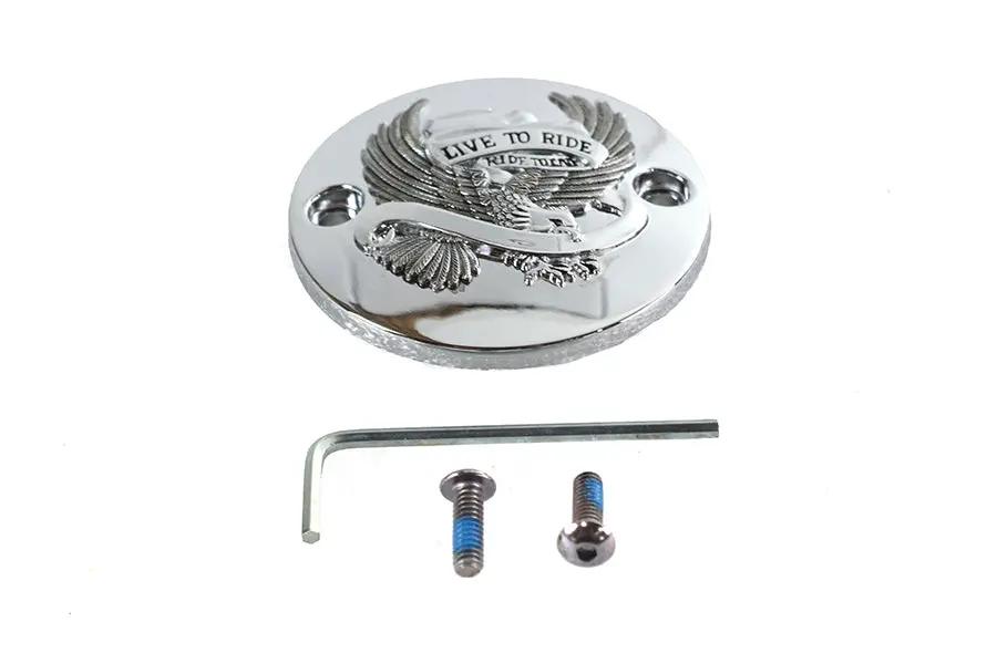 V-Twin M8 Ignition System Cover with Eagle Design - Chrome Finish for Harley Davidson FLT Models by V-Twin