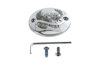 V-Twin M8 Ignition System Cover with Eagle Design - Chrome Finish for Harley Davidson FLT Models by V-Twin