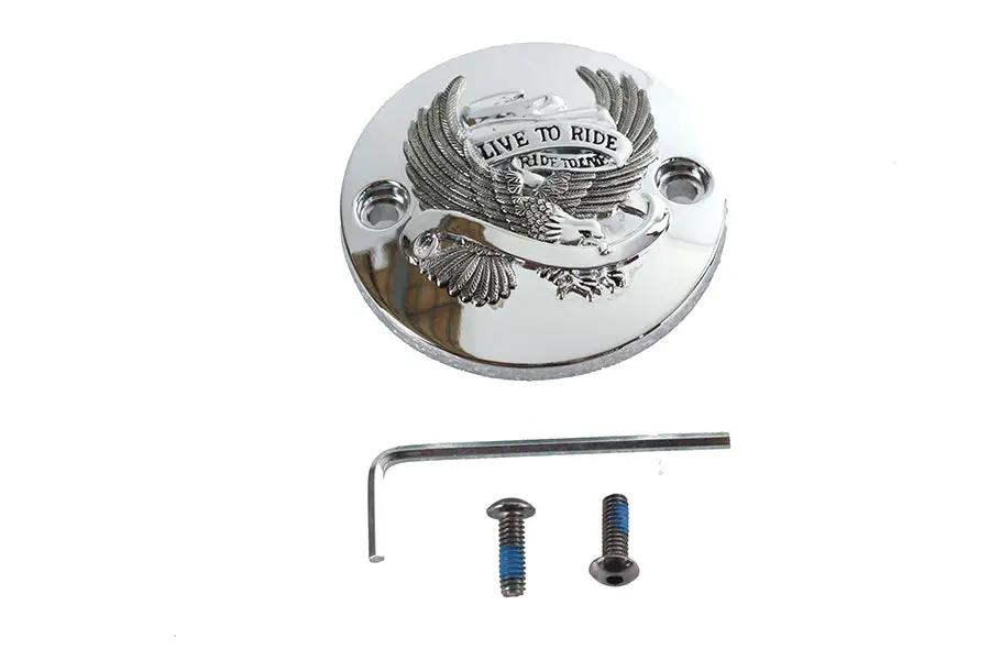 V-Twin M8 Ignition System Cover with Eagle Design - Chrome Finish for Harley Davidson FLT Models by V-Twin
