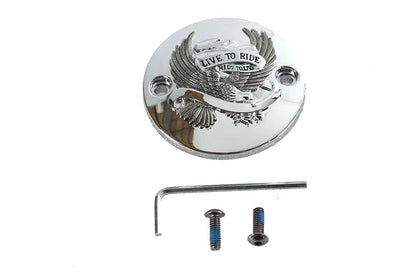 V-Twin M8 Ignition System Cover with Eagle Design - Chrome Finish for Harley Davidson FLT Models by V-Twin