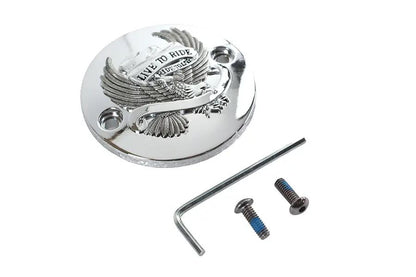 V-Twin M8 Ignition System Cover with Eagle Design - Chrome Finish for Harley Davidson FLT Models by V-Twin