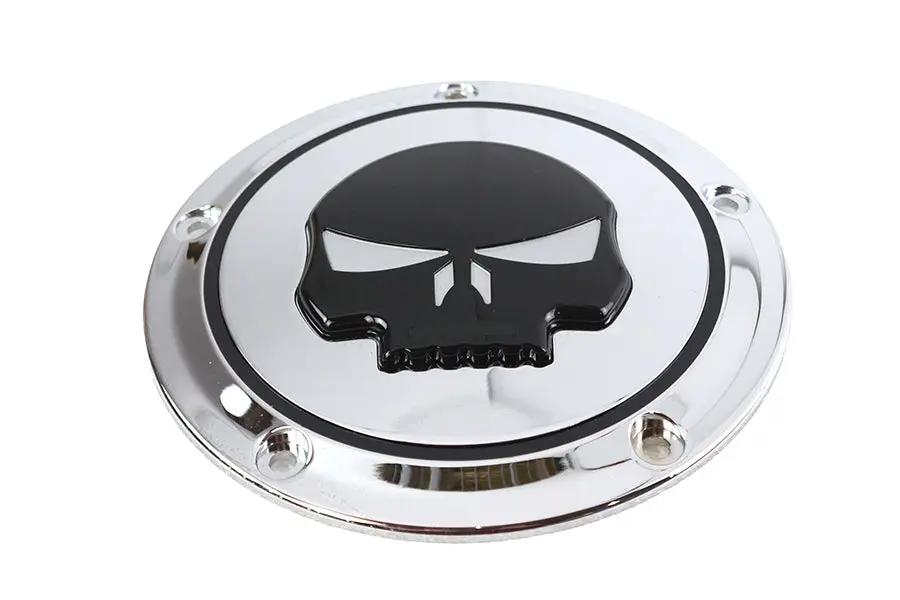 V-Twin Chrome 5 Hole Skull Derby Cover for Harley Davidson FXST Models by V-Twin