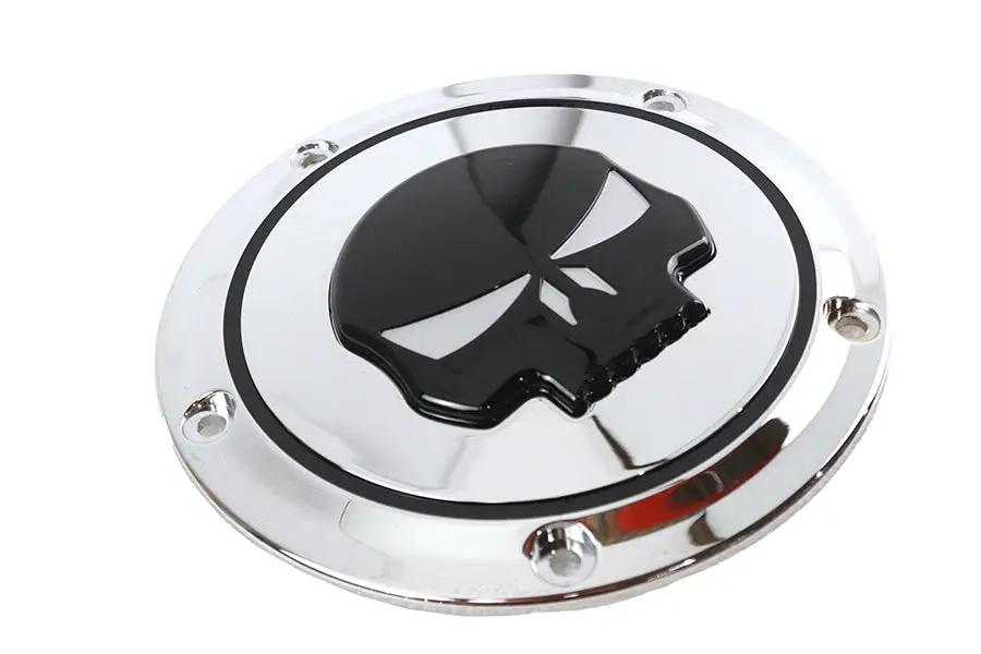 V-Twin Chrome 5 Hole Skull Derby Cover for Harley Davidson FXST Models by V-Twin