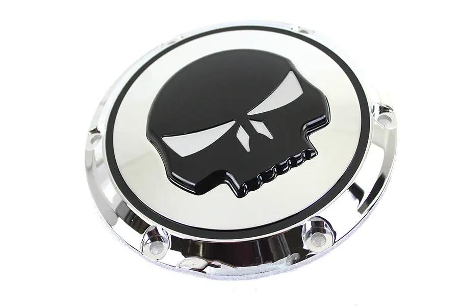 V-Twin Chrome 6-Hole Skull Derby Cover for Harley Davidson XL Models by V-Twin
