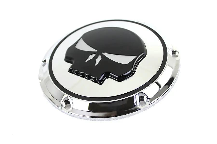 V-Twin Chrome 6-Hole Skull Derby Cover for Harley Davidson XL Models by V-Twin