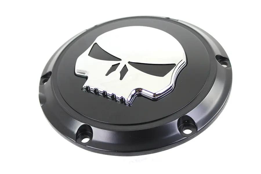 V-Twin Black 6 Hole Skull Derby Cover for Harley Davidson XL (Part #78286B) by V-Twin