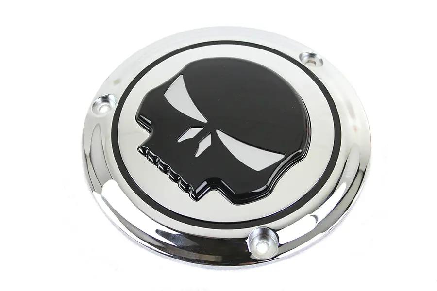 V-Twin Chrome 3-Hole Skull Derby Cover for Harley Davidson FL Models (Part #78287) by V-Twin