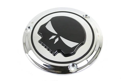 V-Twin Chrome 3-Hole Skull Derby Cover for Harley Davidson FL Models (Part #78287) by V-Twin