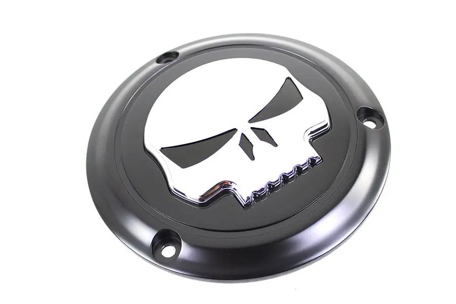 V-Twin Black 3-Hole Skull Derby Cover for Harley Davidson FL Models (Part #78287B) by V-Twin