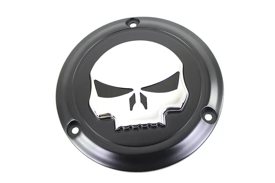 V-Twin Black 3-Hole Skull Derby Cover for Harley Davidson FL Models (Part #78287B) by V-Twin