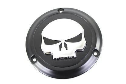 V-Twin Black 3-Hole Skull Derby Cover for Harley Davidson FL Models (Part #78287B) by V-Twin