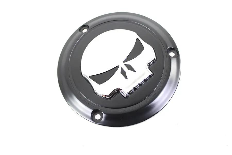 V-Twin Black 3-Hole Skull Derby Cover for Harley Davidson FL Models (Part #78287B) by V-Twin