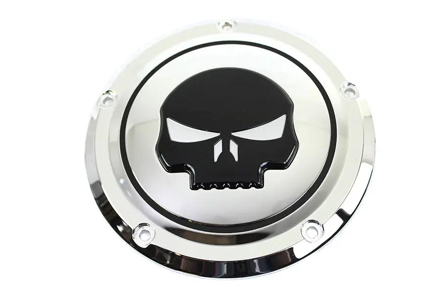 V-Twin Chrome 5 Hole Skull Derby Cover for Harley Davidson FLT Models by V-Twin