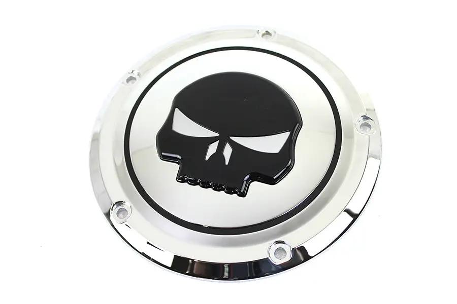 V-Twin Chrome 5 Hole Skull Derby Cover for Harley Davidson FLT Models by V-Twin