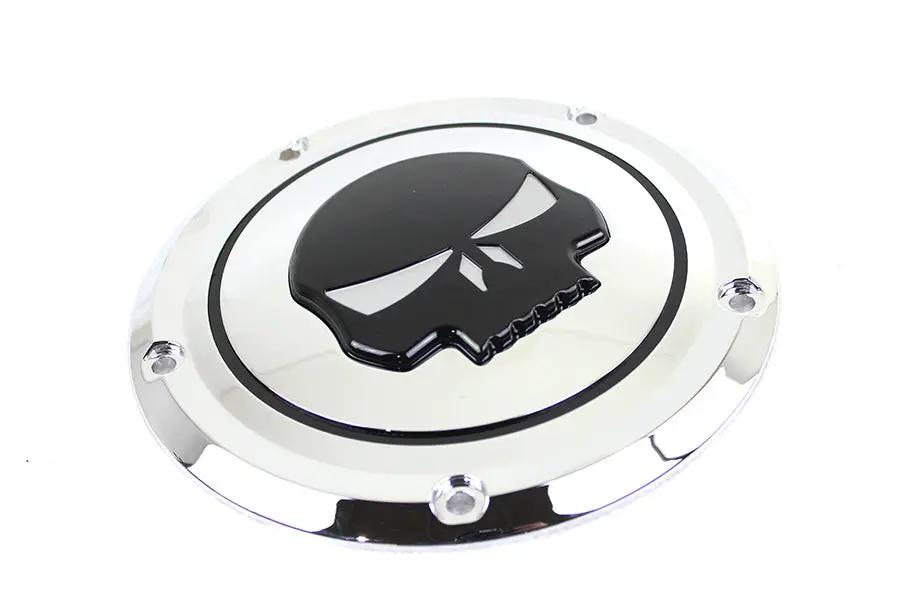 V-Twin Chrome 5 Hole Skull Derby Cover for Harley Davidson FLT Models by V-Twin