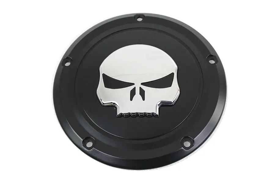 V-Twin Black 5 Hole Skull Derby Cover for Harley Davidson FLT Models by V-Twin