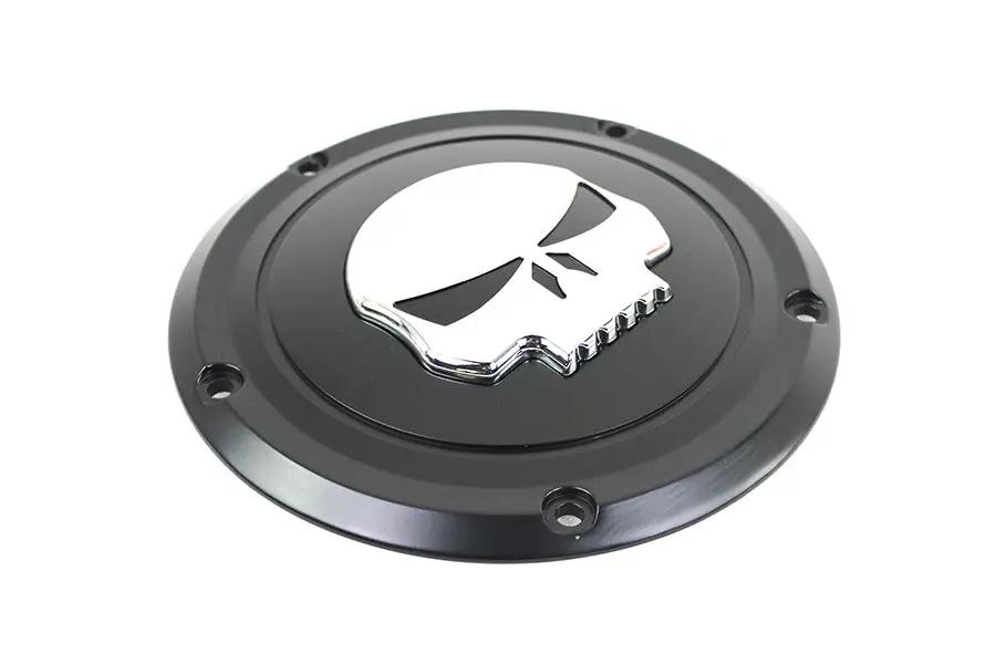 V-Twin Black 5 Hole Skull Derby Cover for Harley Davidson FLT Models by V-Twin