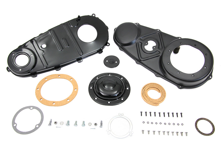 V-Twin Black Primary Cover Kit for Harley Davidson FL Models