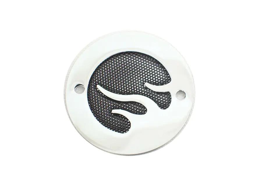 V-Twin Black Mesh Flame Chrome Ignition System Cover for Harley Davidson FL Models by V-Twin